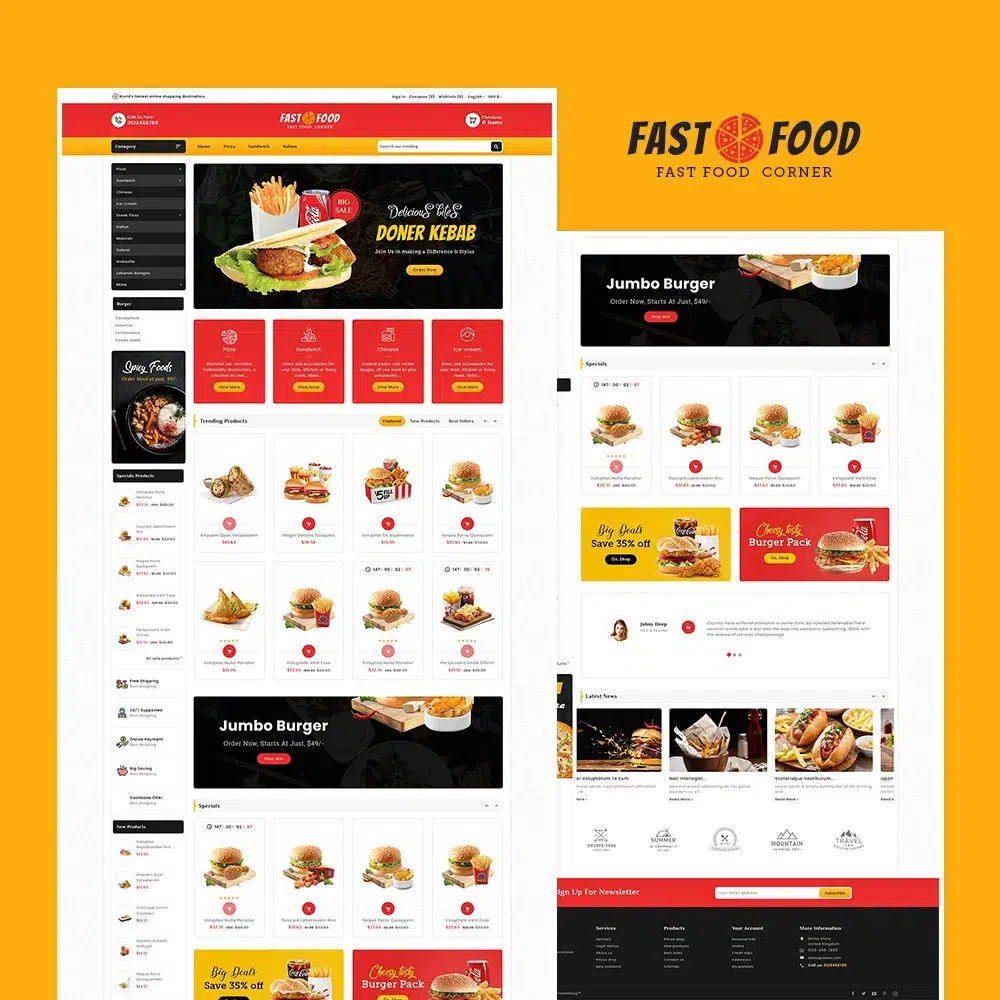 Fast Food &Amp; Kącik z napojami – responsywny motyw Prestashop