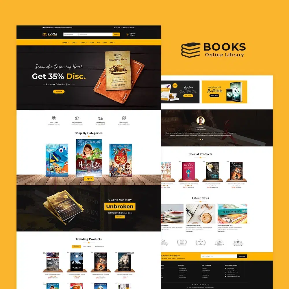 Tienda de libros en línea - Tema Responsivo de Prestashop