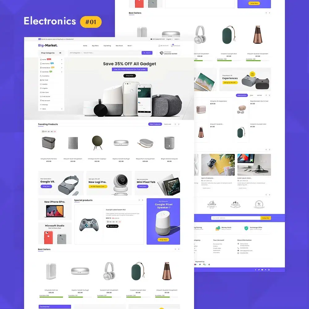 Bigmarket - wielofunkcyjny sklep z elektroniką – responsywny motyw Prestashop