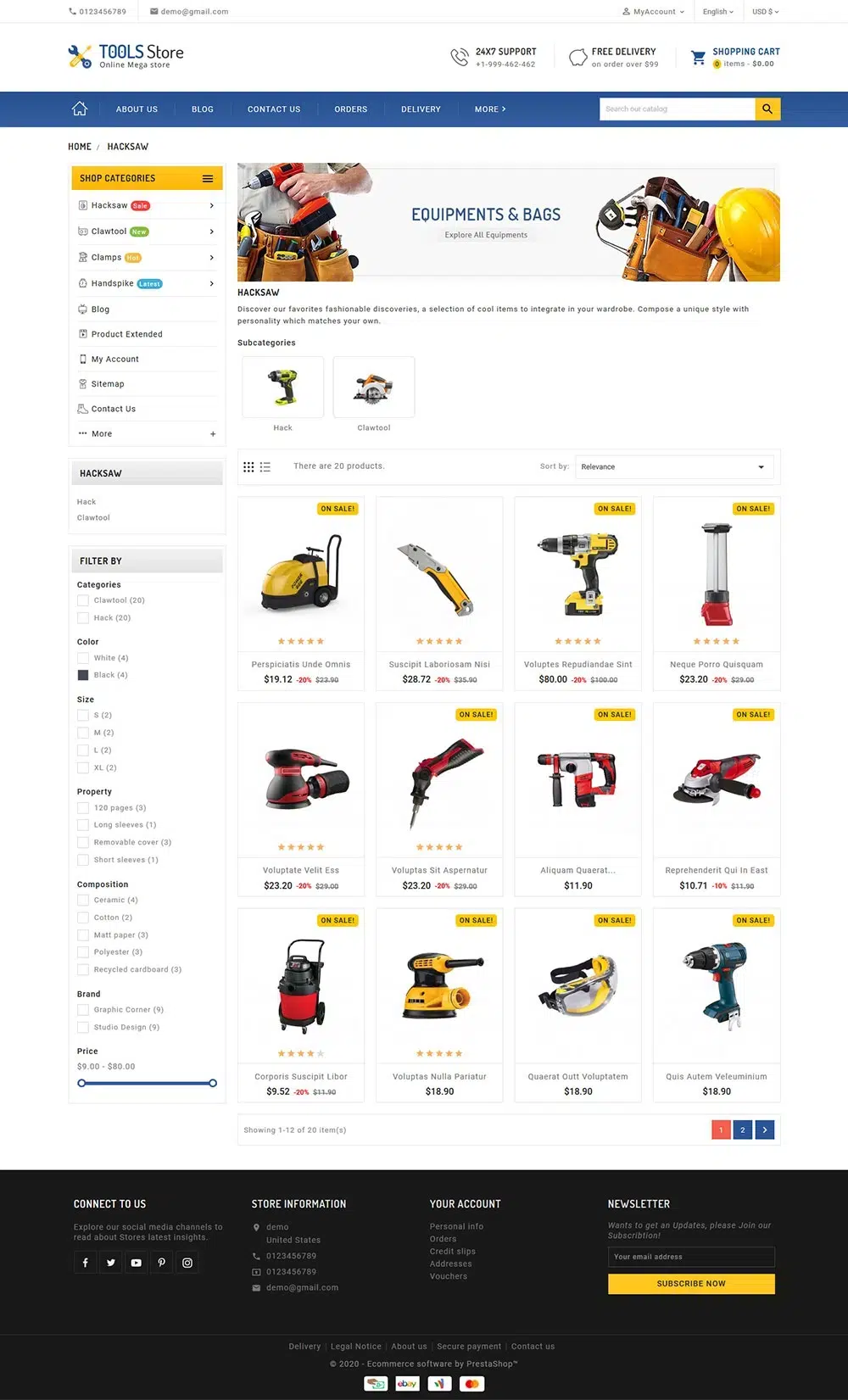 Mega herramientas &amperio; Tienda de electrónica - Tema Responsivo de Prestashop