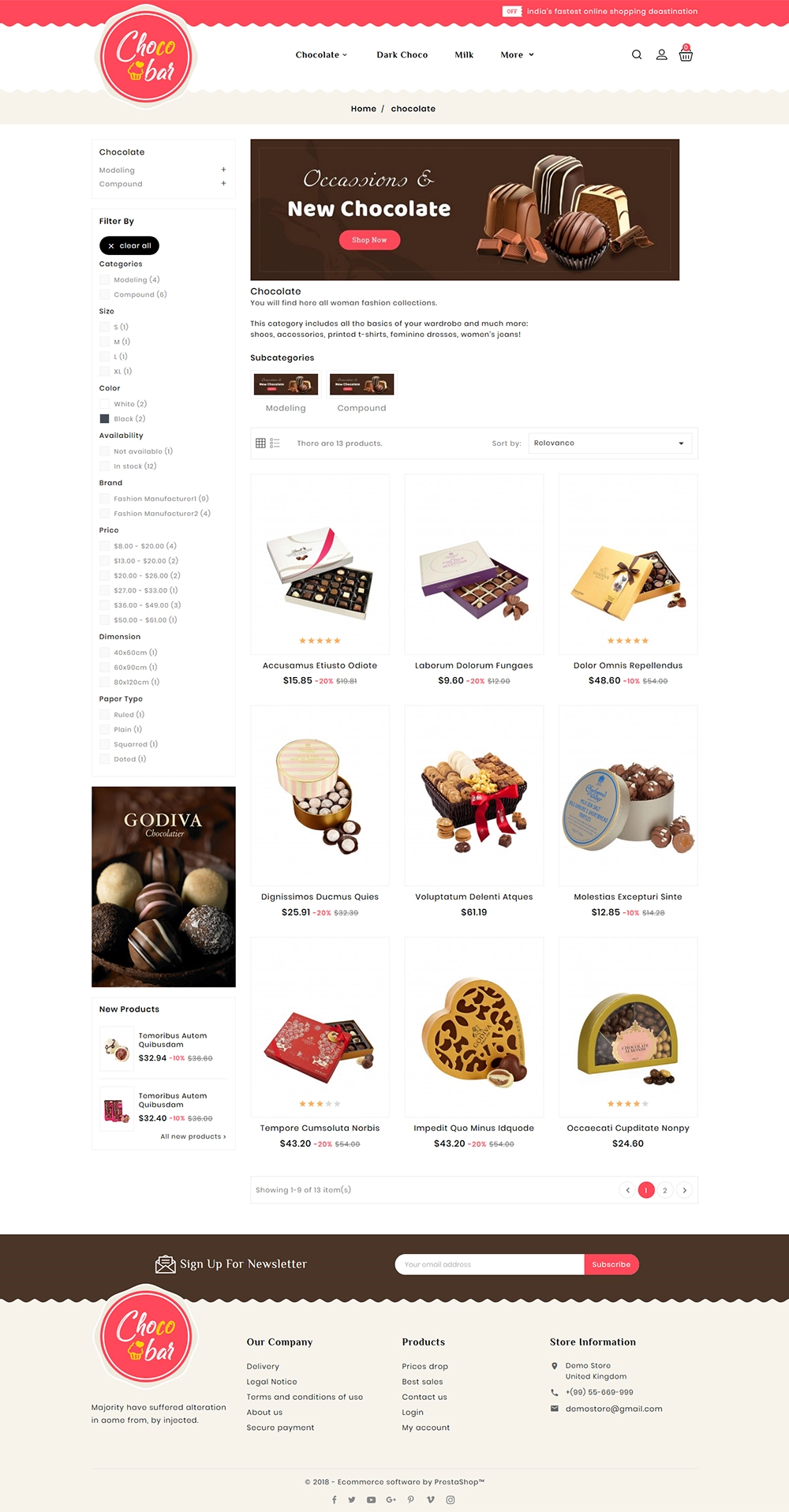 Chocobar & Sweets - Prestashop Responsive Theme