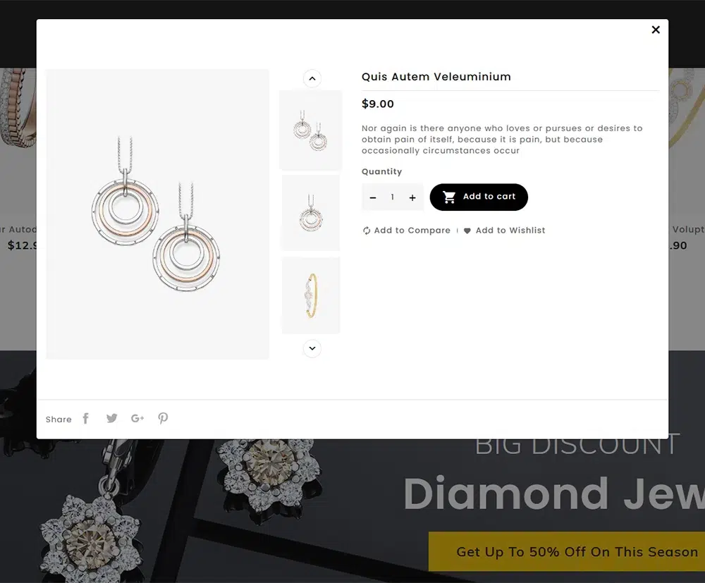 Joyas de cristal - Imitación de diamantes - Tema Responsivo de Prestashop