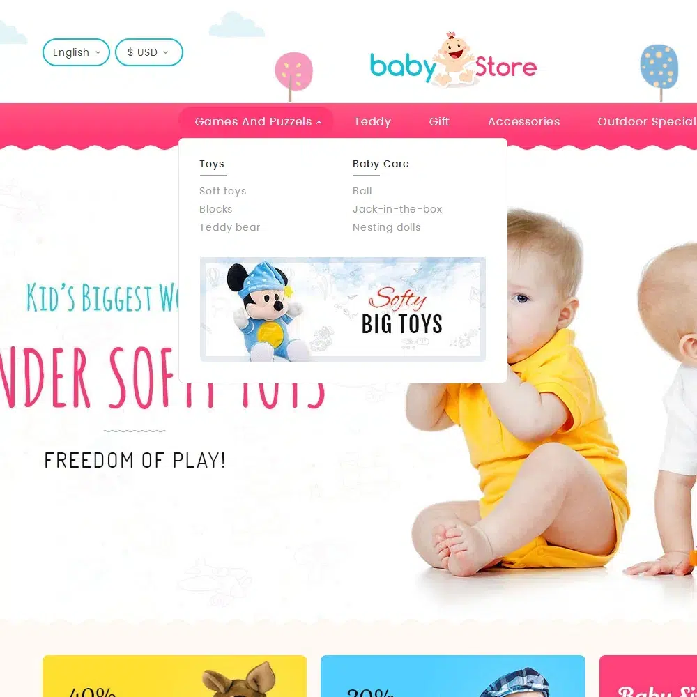 Tienda de juguetes para bebés - Tema Responsivo de Prestashop
