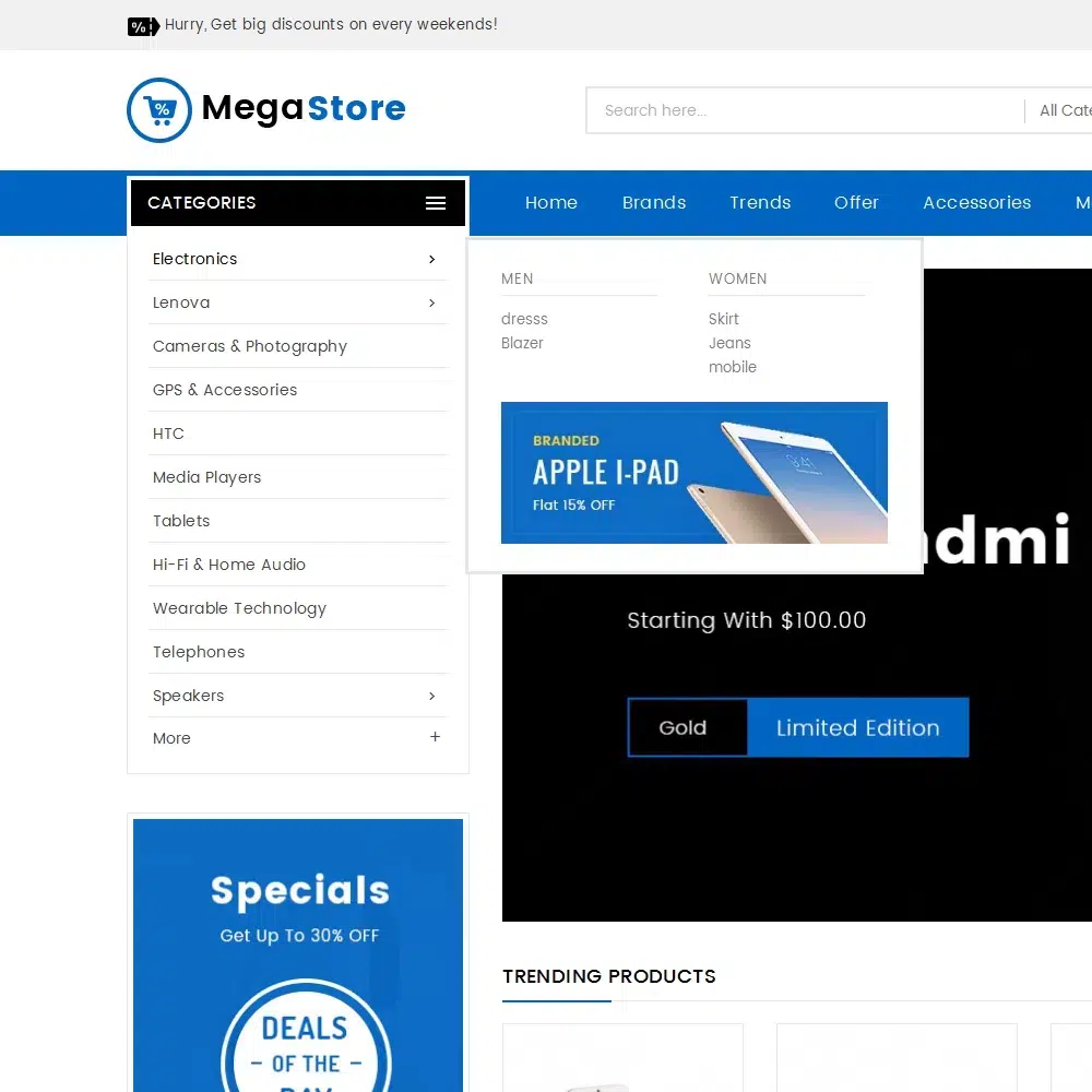 Mega Store - Elettronica e Amp; Elettrodomestici - Tema Responsive Prestashop