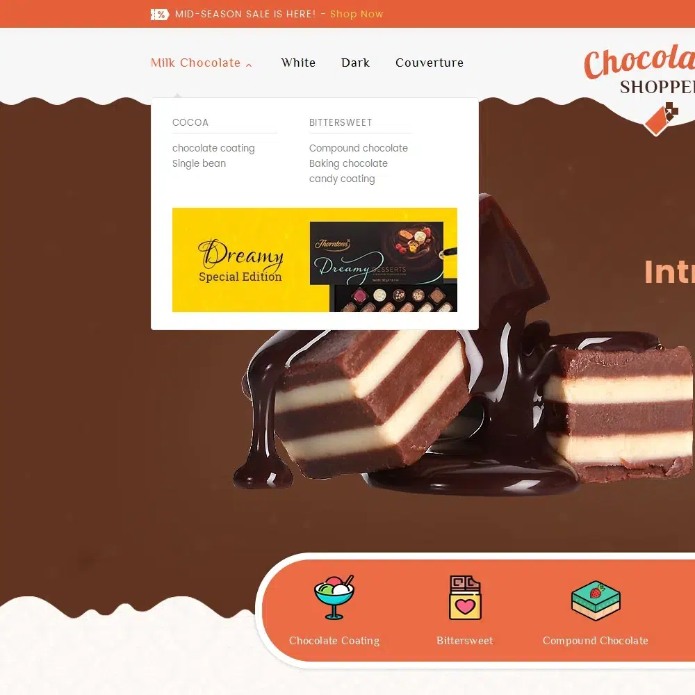 Chocolate Shopper - Süßigkeiten &amp; Feiern - Prestashop Responsive Theme