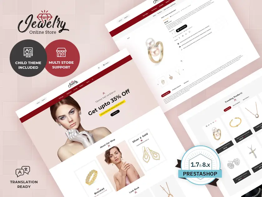 Sklep z biżuterią i imitacją diamentów - responsywny motyw Prestashop