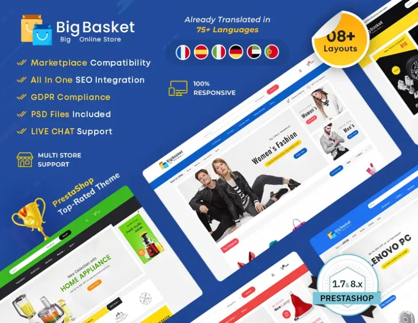 Big Basket - Mega Store multiuso - Tema reattivo Prestashop