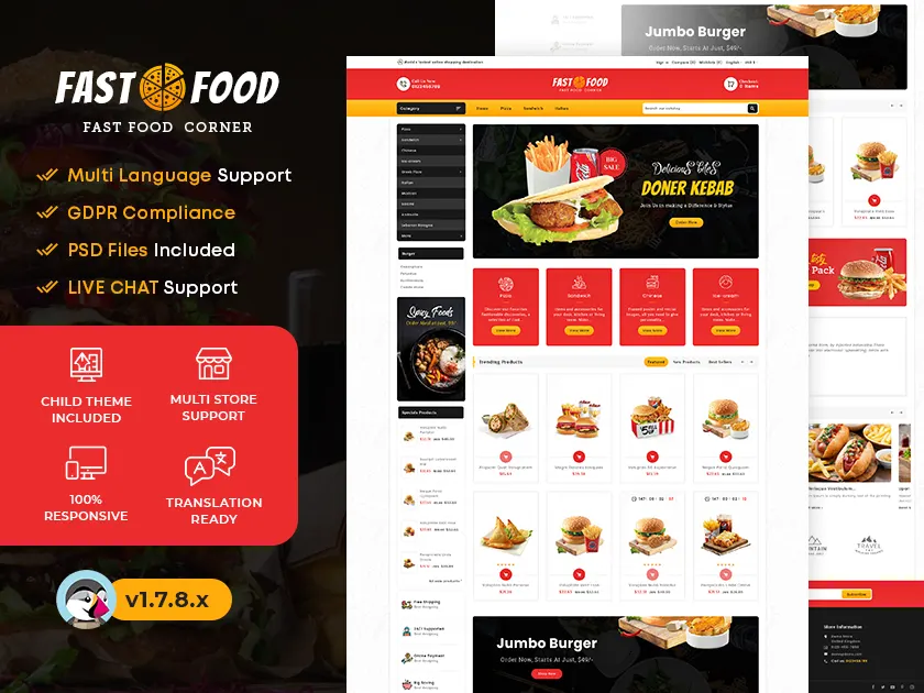 Fast Food & Drinks Corner – Prestashop Responsive Theme