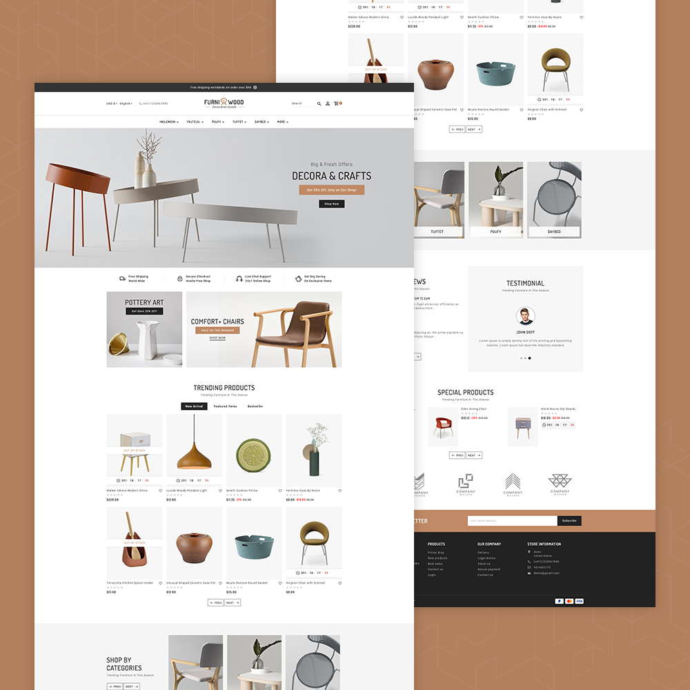 Furniwood - Furniture, Home Decor & Crafts - Prestashop Responsive Theme