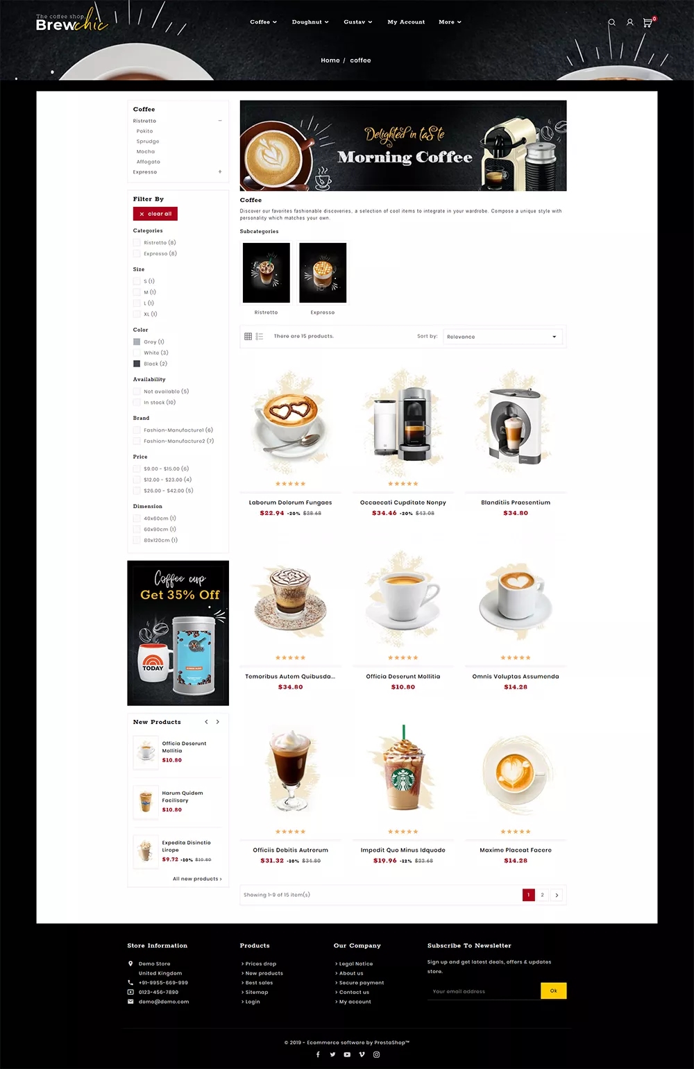 BrewChic - Coffee Shop - Prestashop Responsive Theme