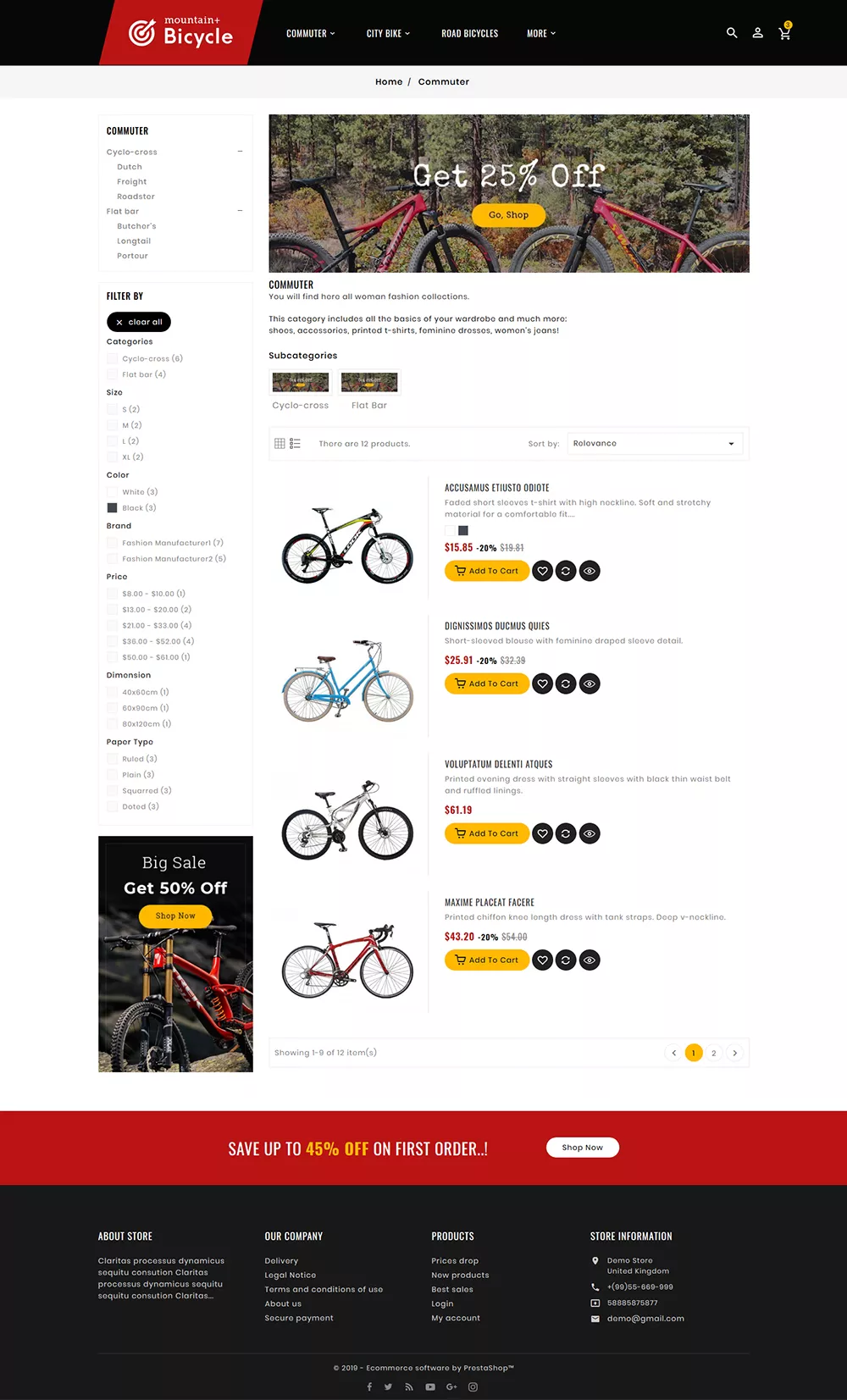 Bicycle - Sports & Riding - Prestashop Responsive Theme