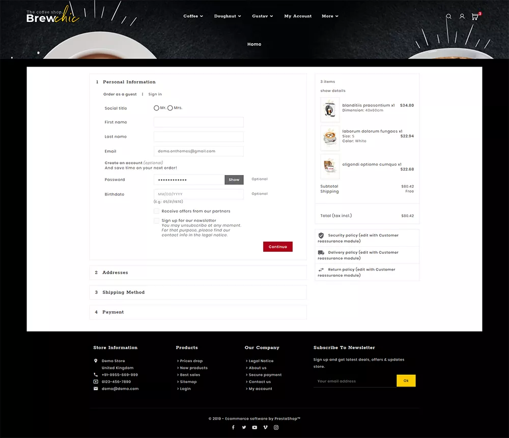 BrewChic - Coffee Shop - Prestashop Responsive Theme