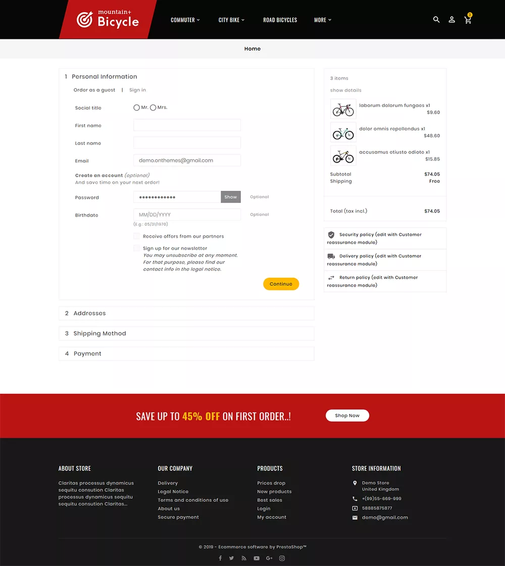 Bicycle - Sports & Riding - Prestashop Responsive Theme