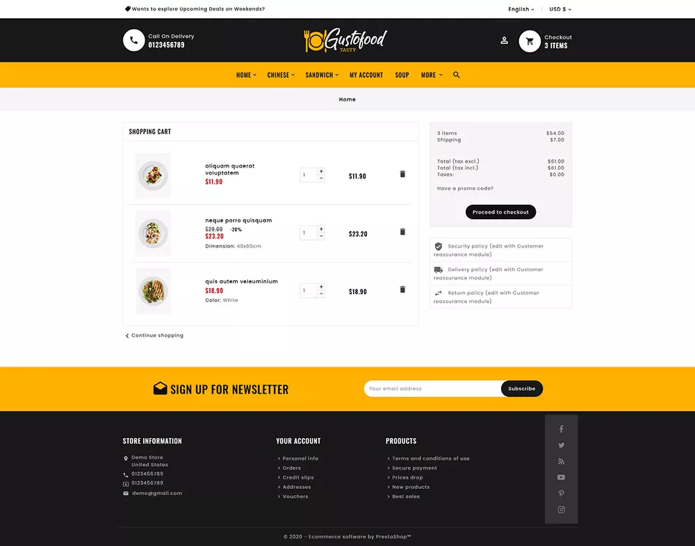 Gusto Food & Restaurants - Prestashop Responsive Theme