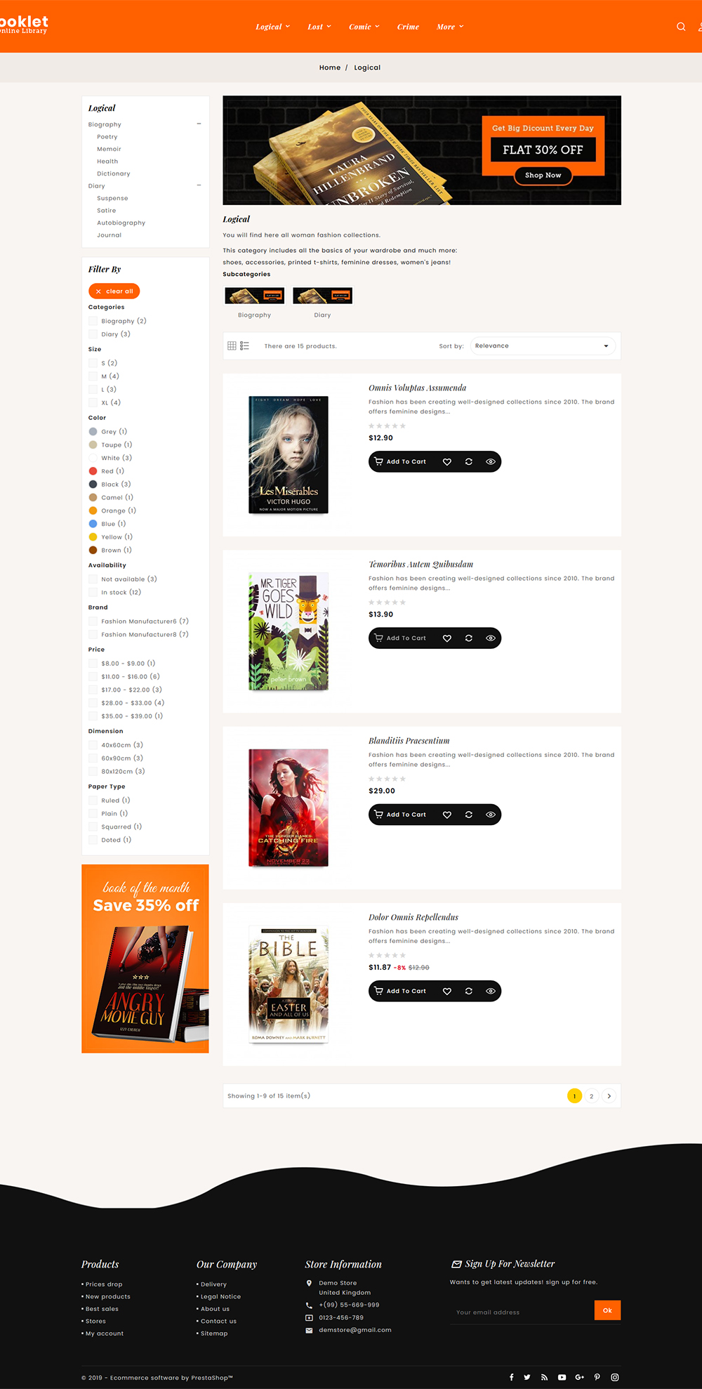 Broschüre - Online-Bücher- und Romanladen - Prestashop Responsive Theme