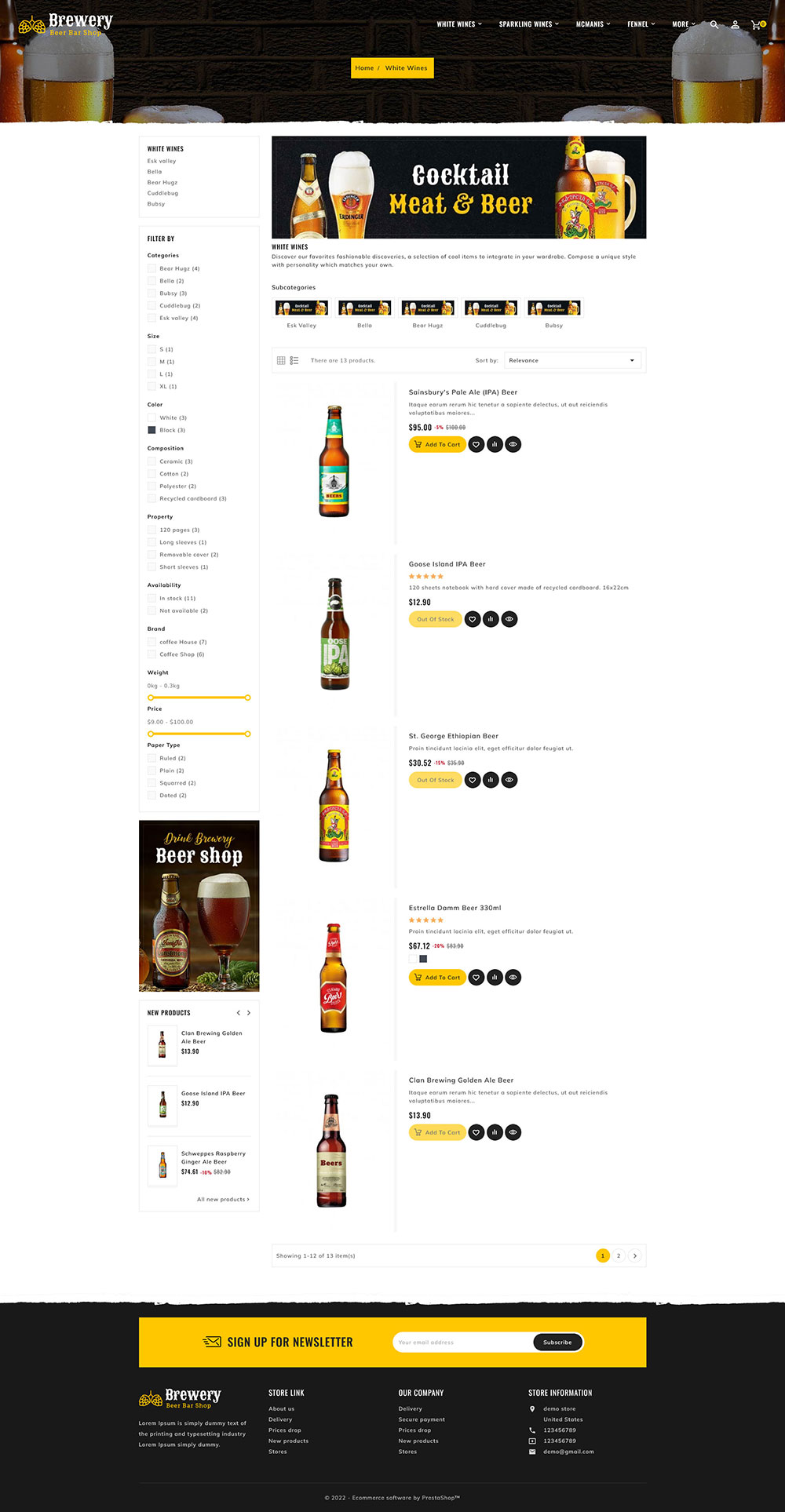 Brewery - Beer Bar, Drinks & Pub - Prestashop Responsive Theme Brewery - Beer Bar, Drinks & Pub - Prestashop Responsive Theme