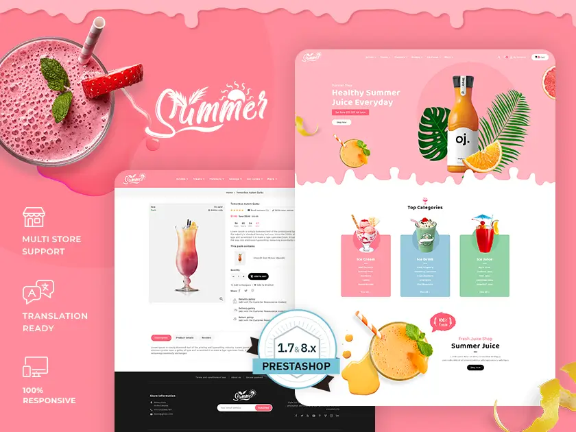 Summer - Juices, Shakes & Ice Creams - Prestashop Theme