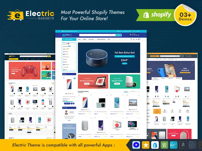 Elettrico - Mega negozio di elettronica, dispositivi mobili e gadget multiuso Shopify Theme