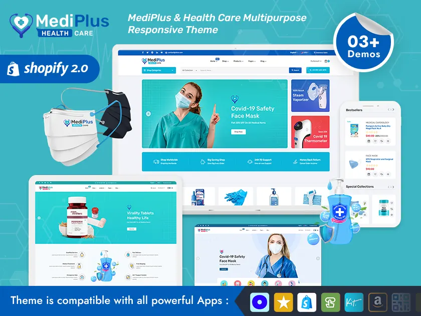 Mediplus - Negozio di attrezzature mediche - Shopify 2.0 Tema reattivo multiuso