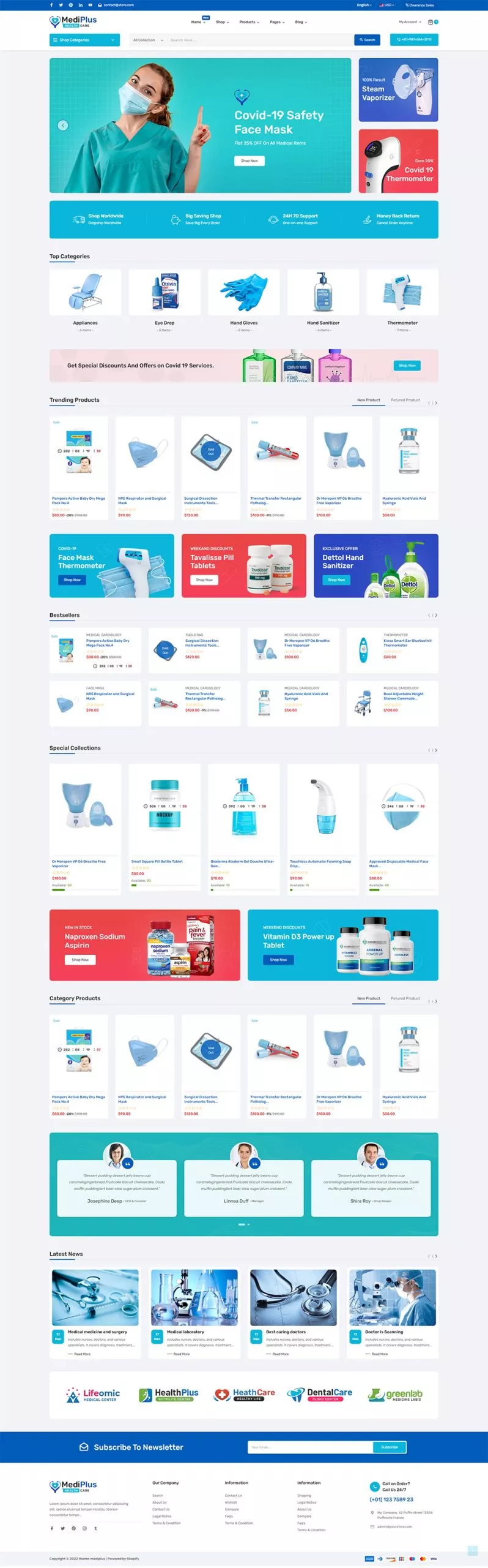 MediPlus - Medical Equipment Store - Shopify 2.0 Multipurpose Responsive Theme