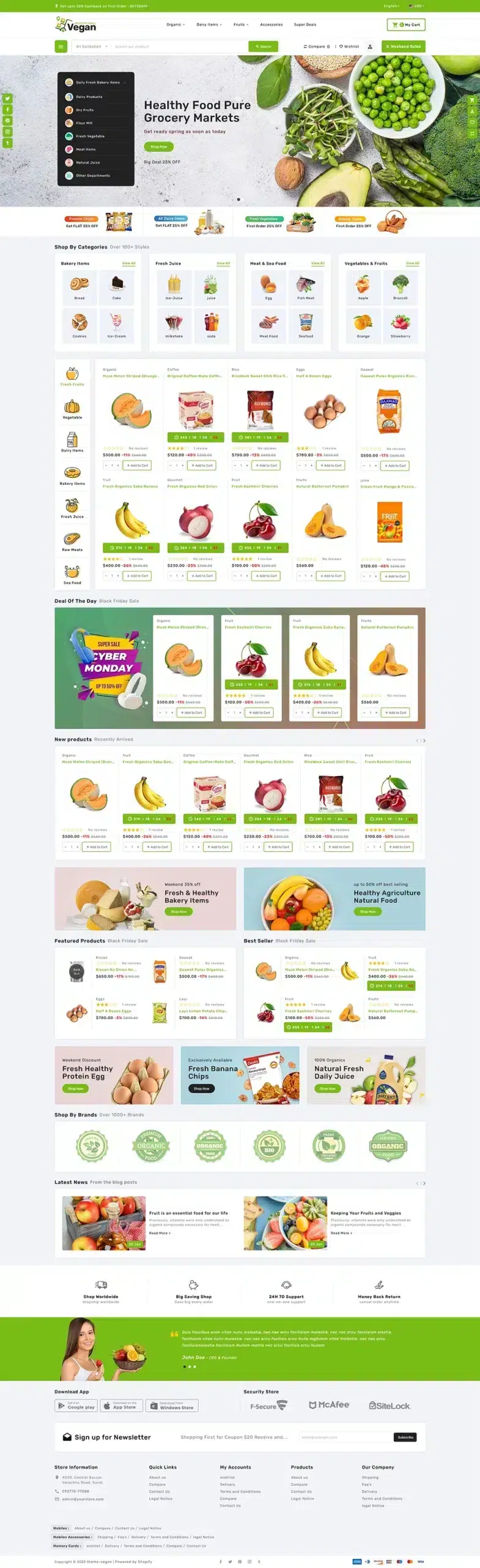 Vegano - Generi alimentari e amp; Negozio organico - Shopify 2.0 Tema reattivo multiuso