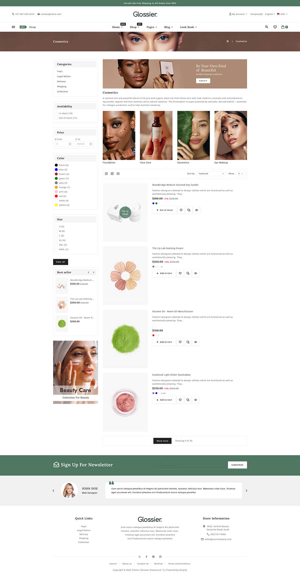 Glossier - Beauty & Cosmetics Shopify Responsive Theme