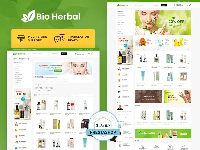 Bio Herbal - Cosmetici, Spa e Amp; Beauty Care - Tema reattivo Prestashop