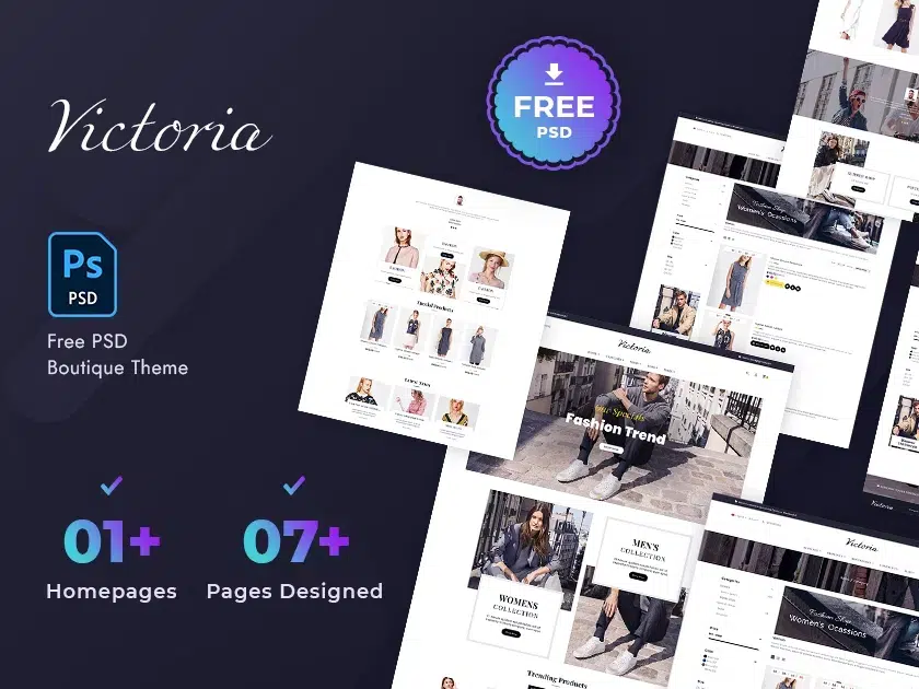 [Gratuito] Victoria - Modello Psd e-commerce minimalista per negozio di moda online