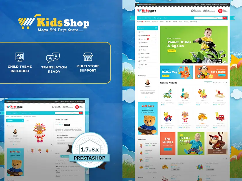 Zabawki dla dzieci – Super Mega Store – Responsywny motyw Prestashop