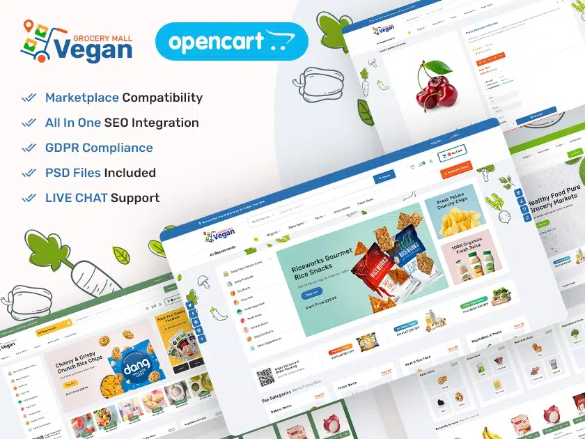Najlepsze motywy Opencart (sklep Vegan-Organics) Uniwersalny responsywny motyw