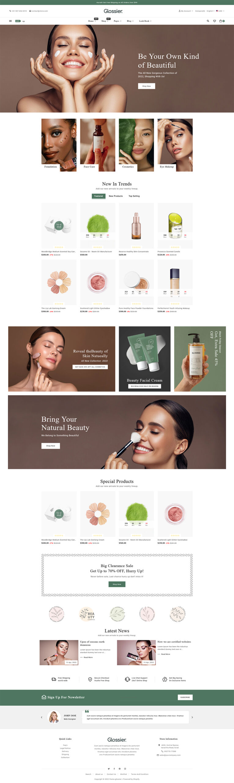 Glossier - Beauty & Cosmetics Shopify Responsive Theme