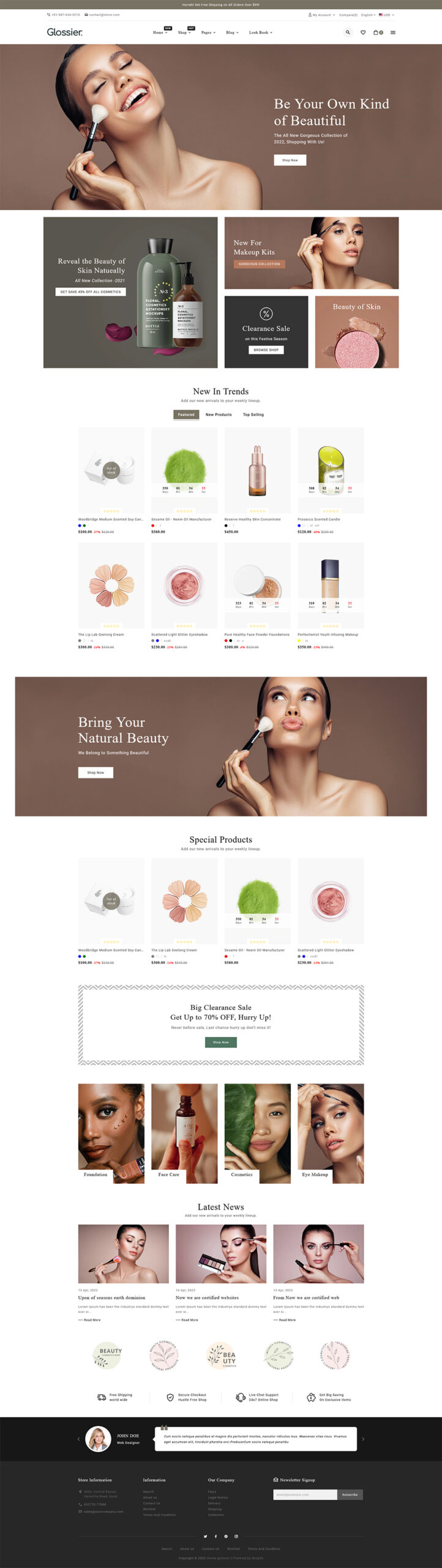 Glossier - Beauty & Cosmetics Shopify Responsive Theme