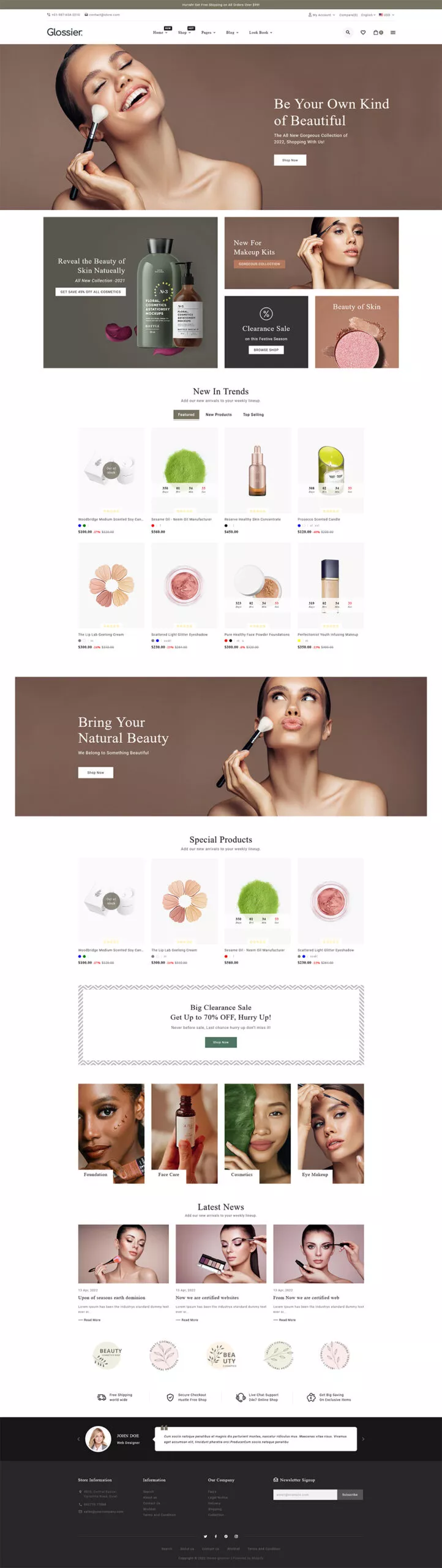 Glossier - Beauty & Cosmetics Shopify Responsive Theme