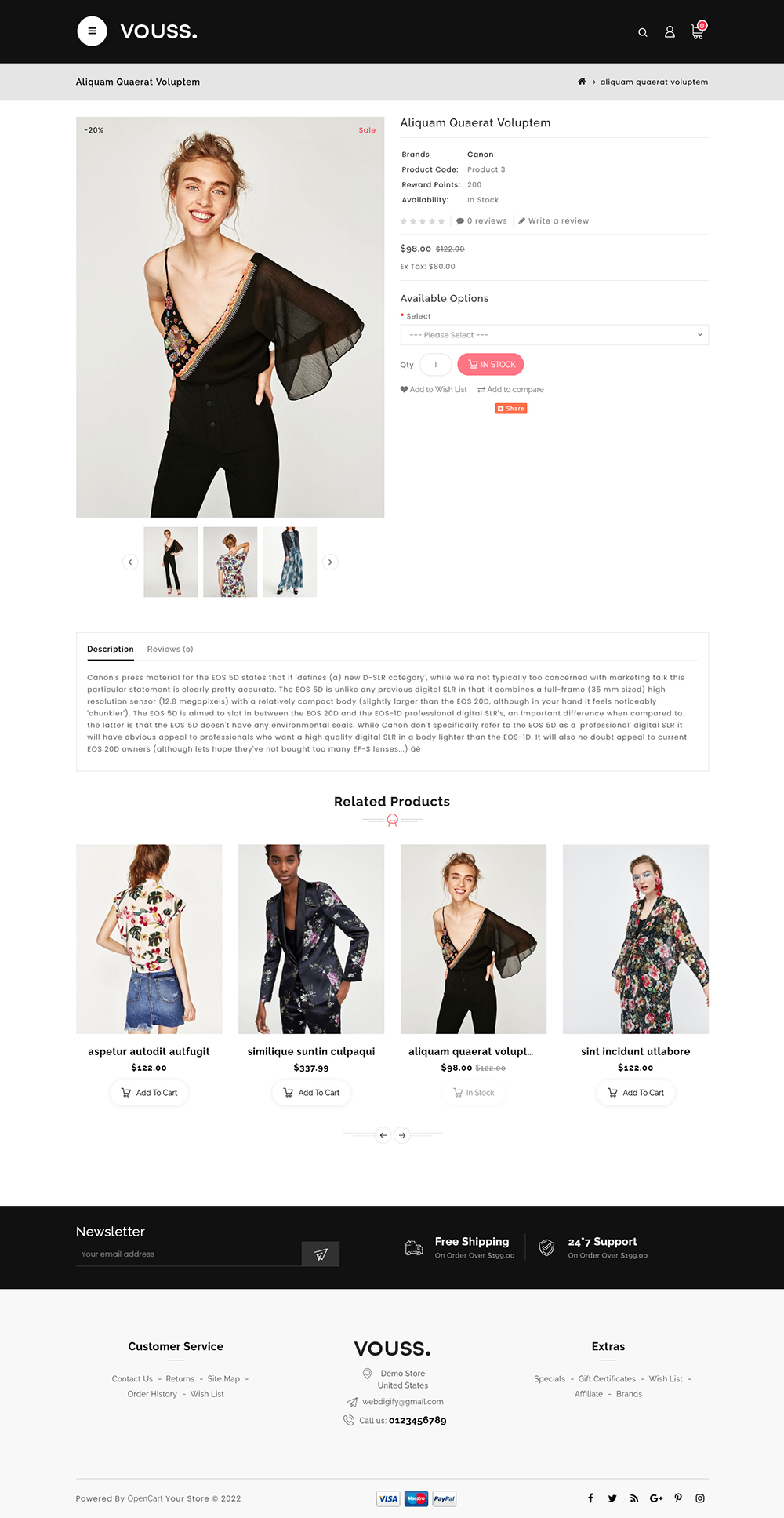 Vouss - Tema reattivo Opencart minimo per moda e amp; Abbigliamento