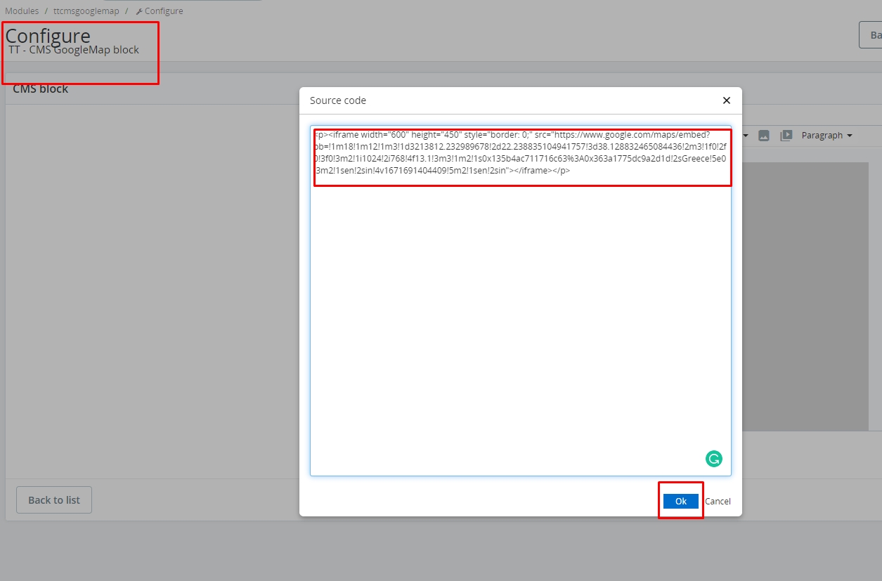 PrestaShop - How to configure TT- CMS GoogleMap module