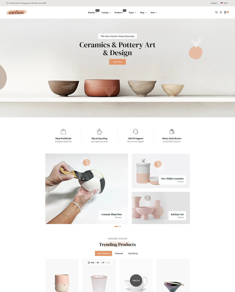 Earthen - Pottery and Ceramics Handmade - Shopify Theme