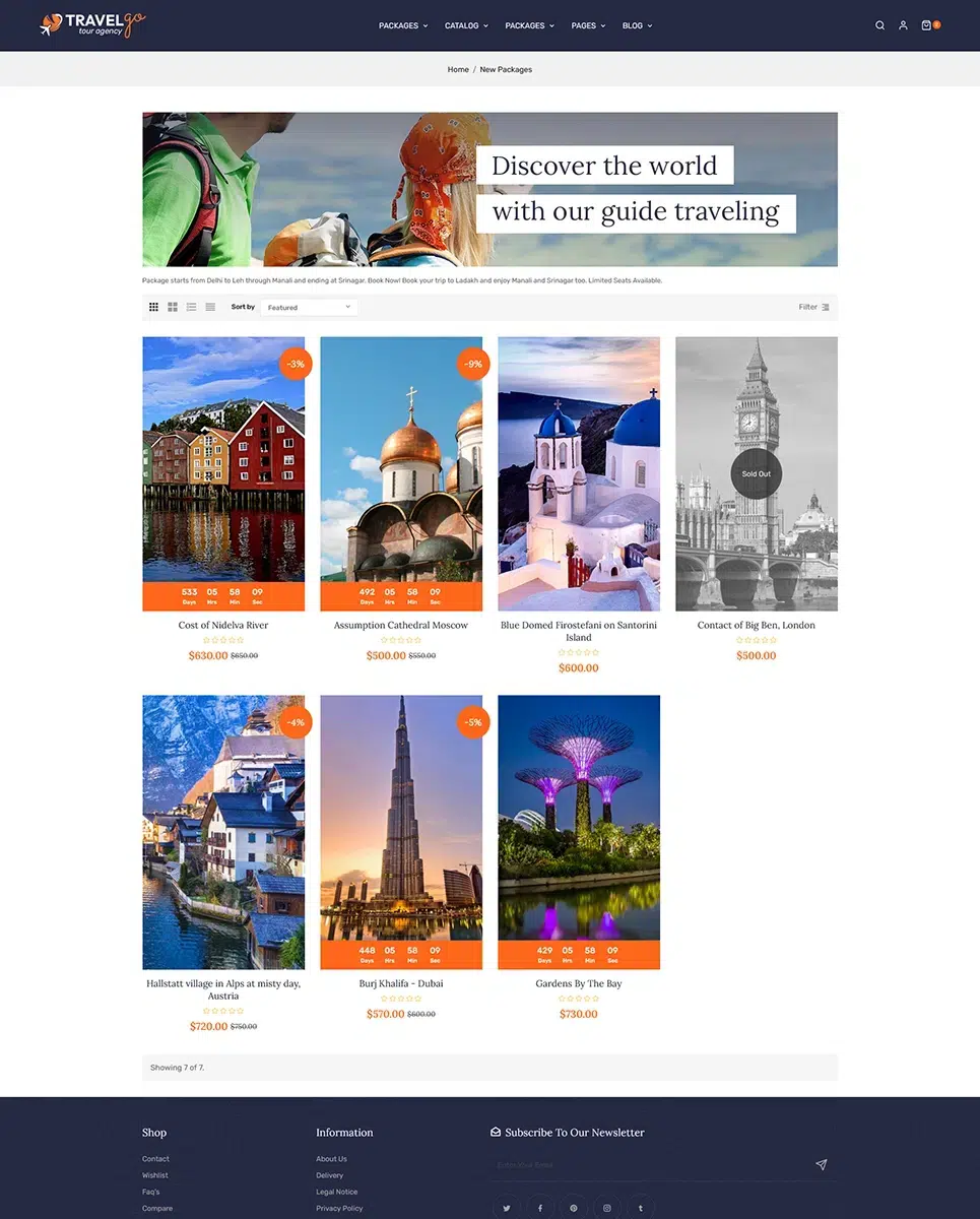 TravelGo - Shopify OS2.0 Tema moderno para tours y agencias de viajes