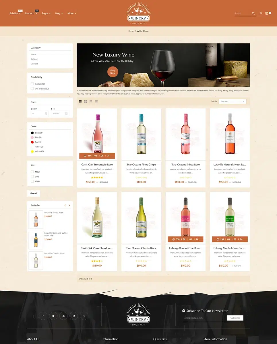 Cantina - Modern Vineyard And Drinks - Shopify Tema reattivo multiuso