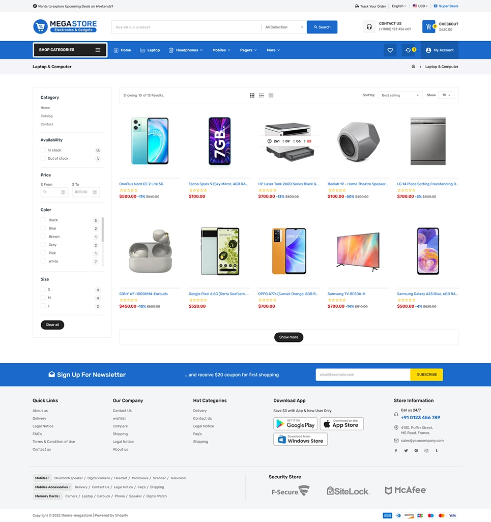 Megastore - Electronics & Gadgets Marketplace Store for Shopify OS 2.0