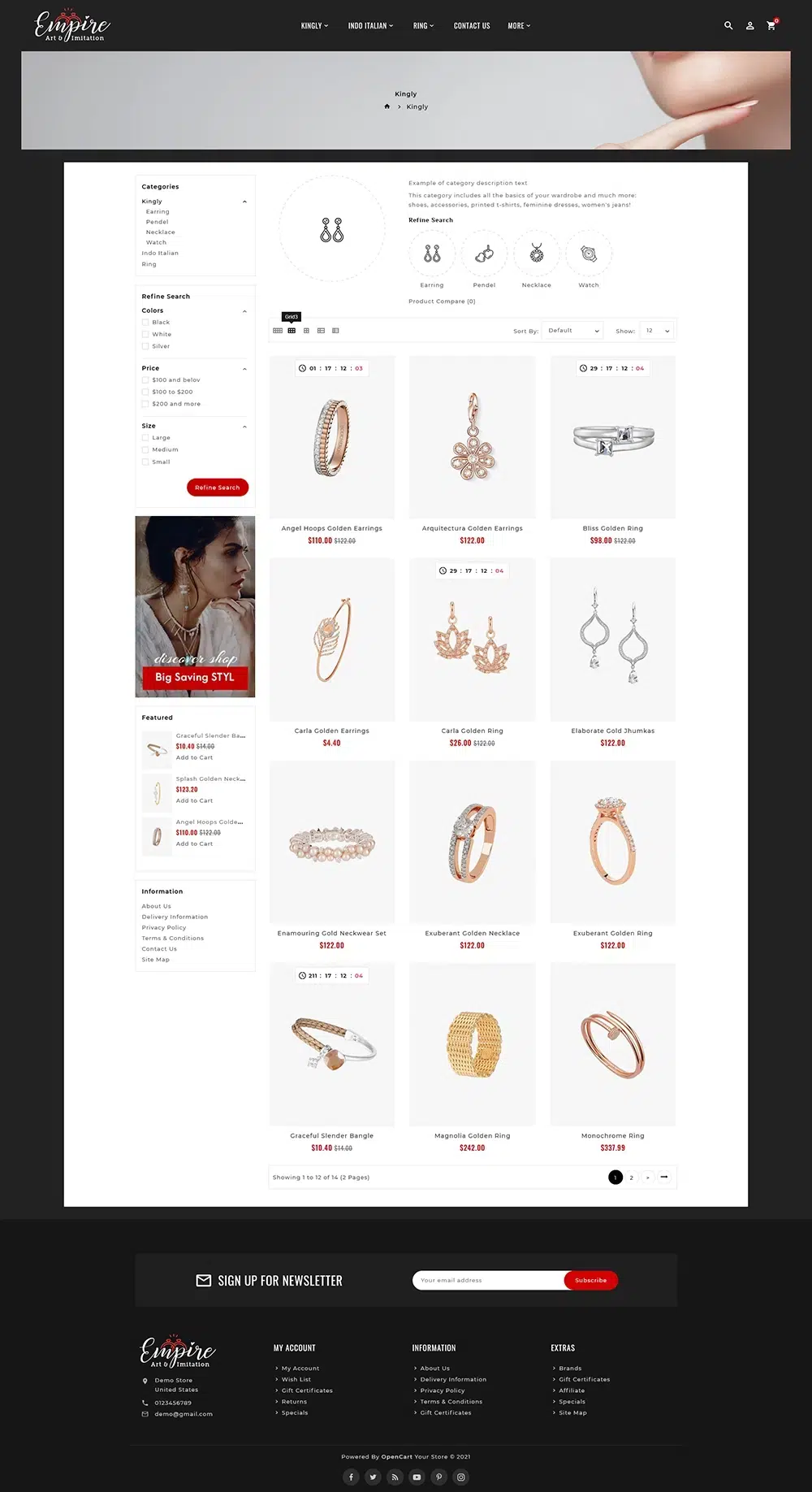 Empire - Art &Amp; Imitation - Opencart Theme For Online Jewelry Store
