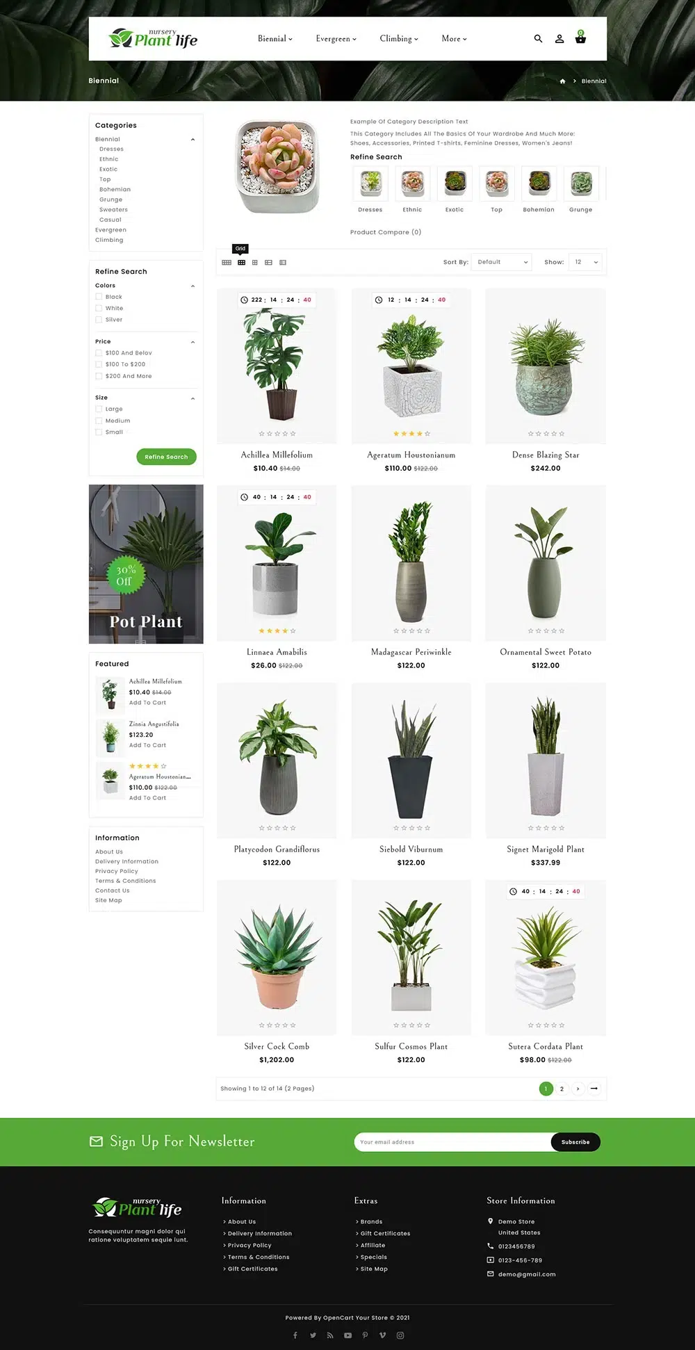 Plant Life Nursery - responsywny motyw Opencart