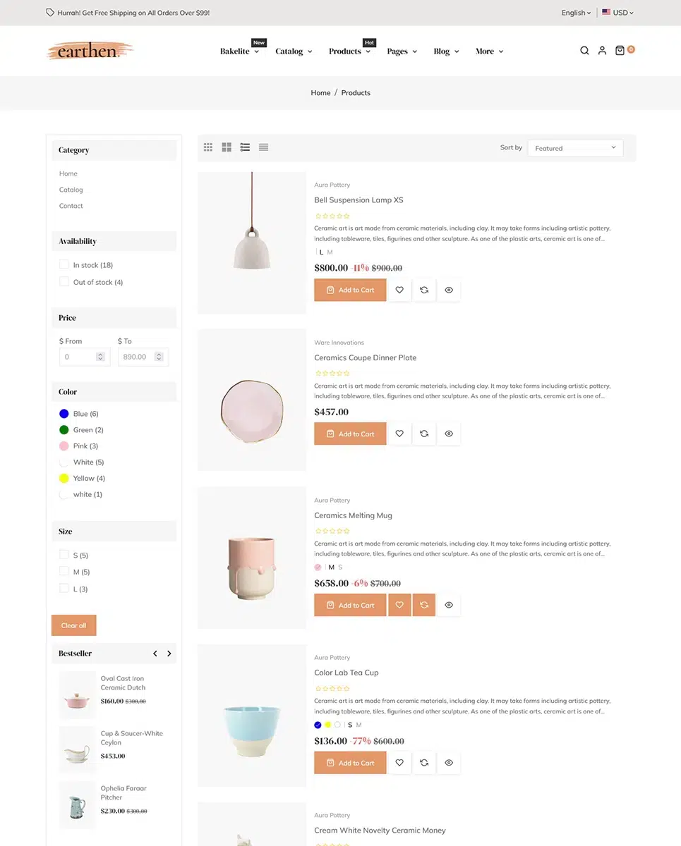 Earthen - Ceramiche e ceramiche fatte a mano - Tema Shopify