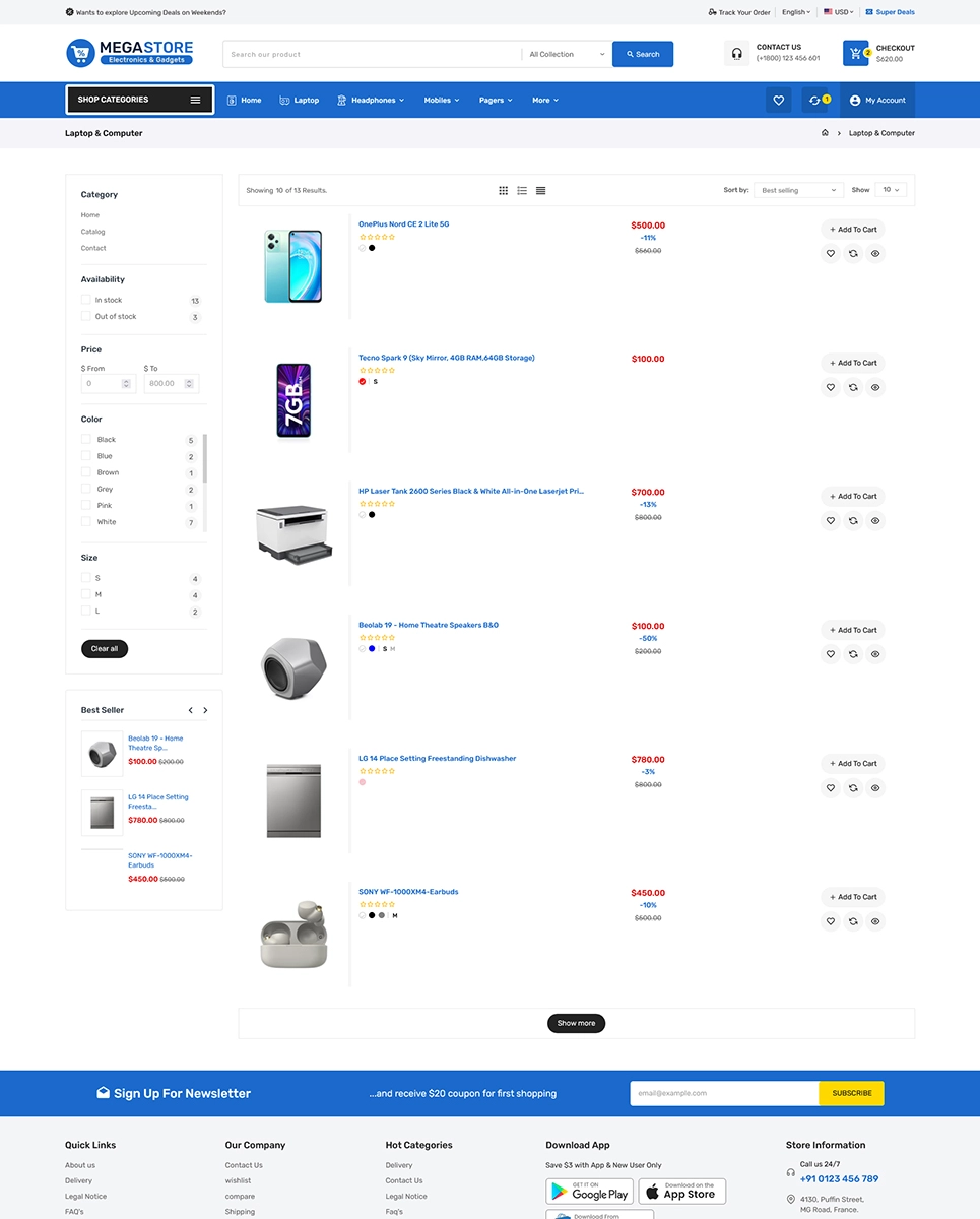 Megastore - Electronics & Gadgets Marketplace Store for Shopify OS 2.0