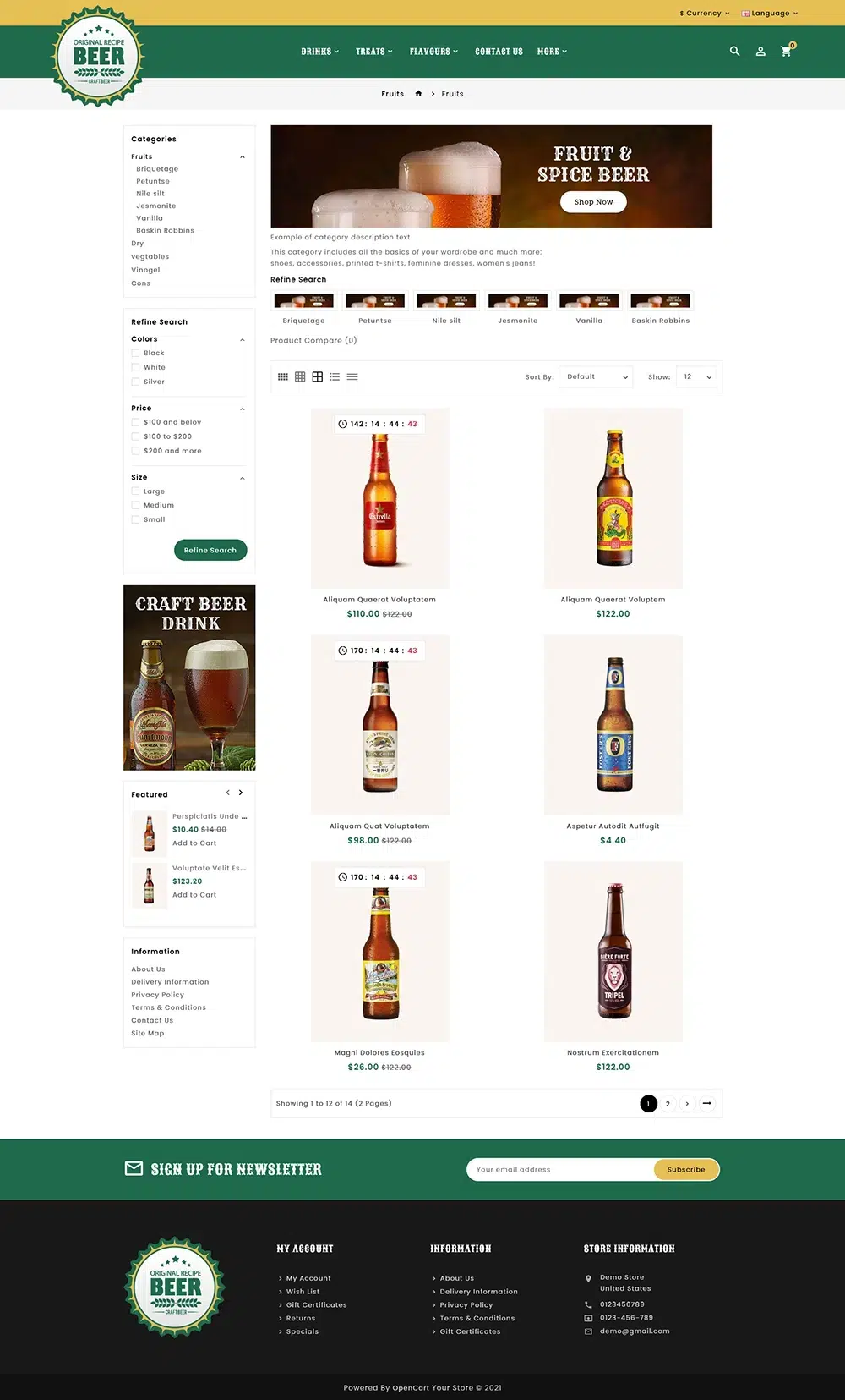 Craftbeer - Tema Opencart per il negozio di birrifici online