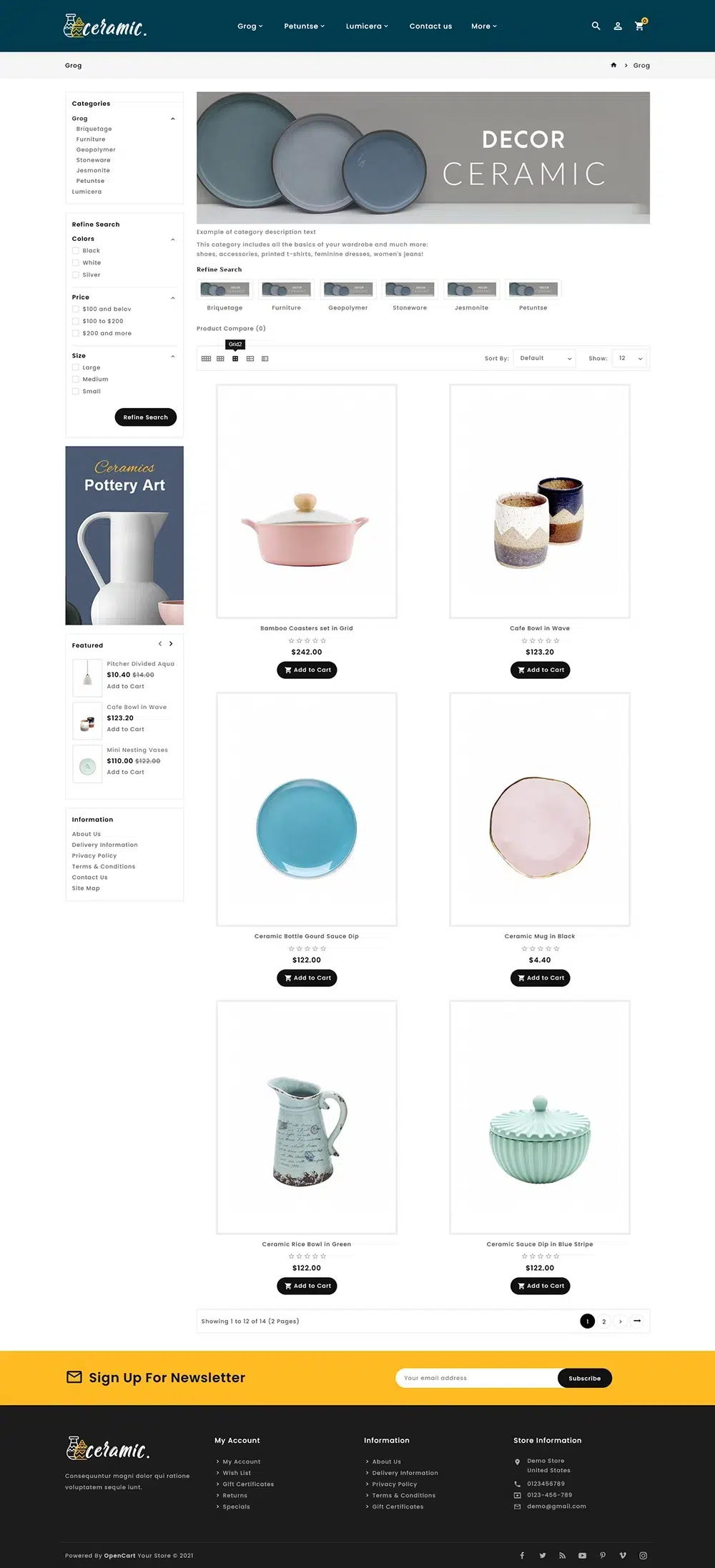 Ceramica: tema OpenCart multiuso per ceramiche e ceramiche
