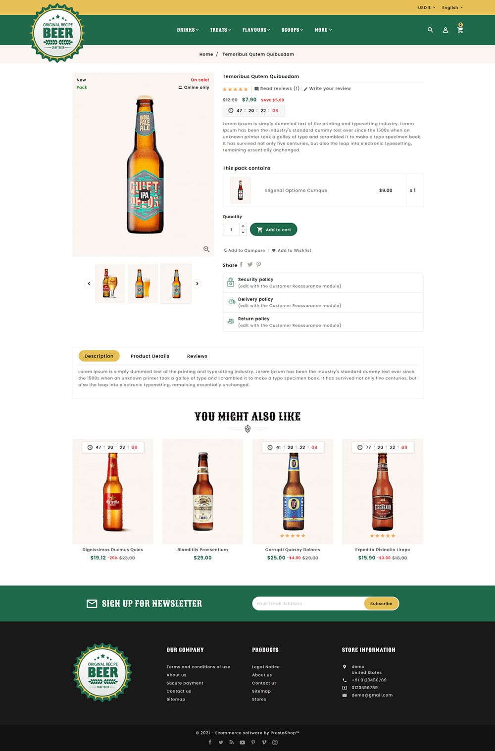 Craft Beer - motyw Prestashop dla internetowego sklepu browarniczego