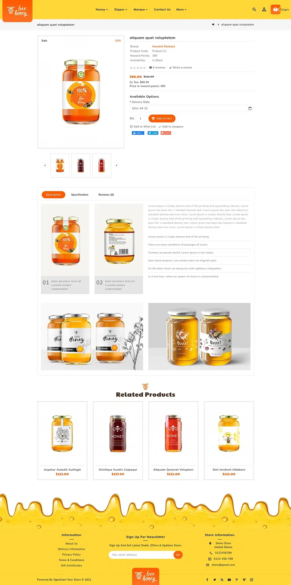 Miele - Agro Bee &Amp; Tema reattivo di Sweet Shop Opencart