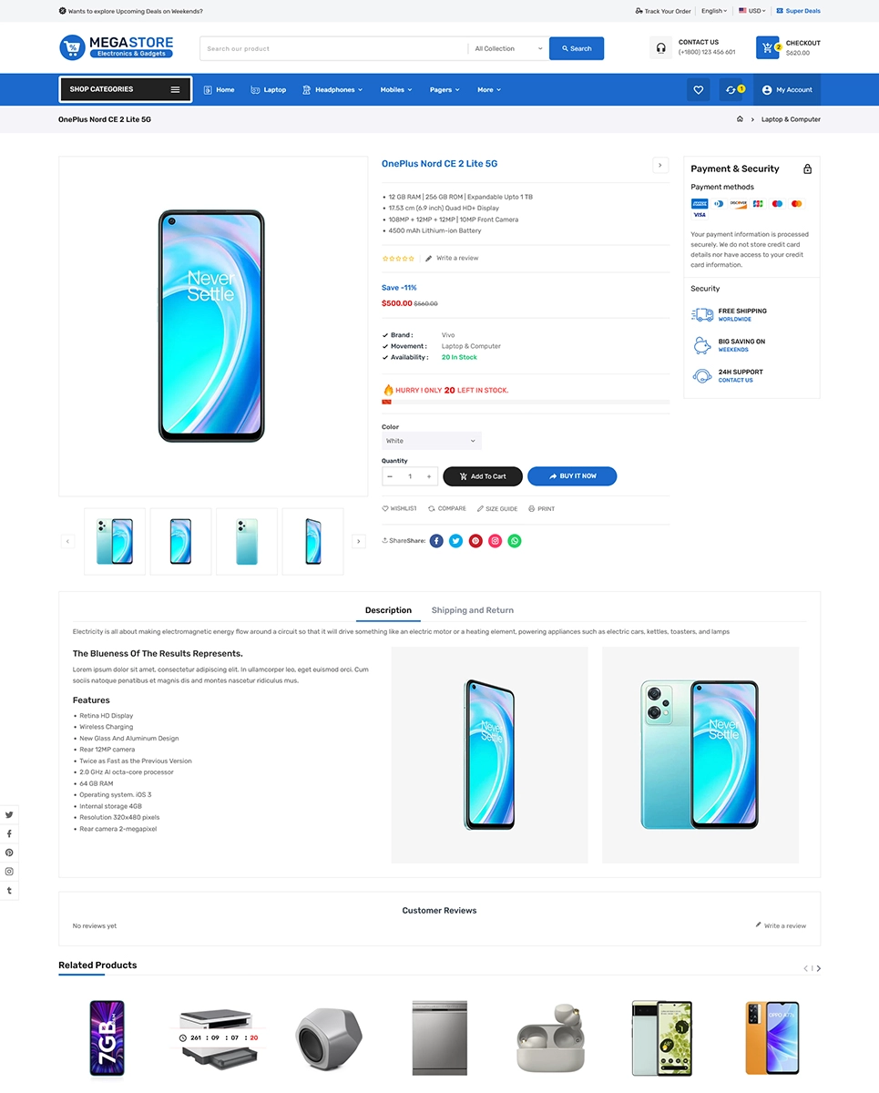 Megastore - Electronics & Gadgets Marketplace Store for Shopify OS 2.0
