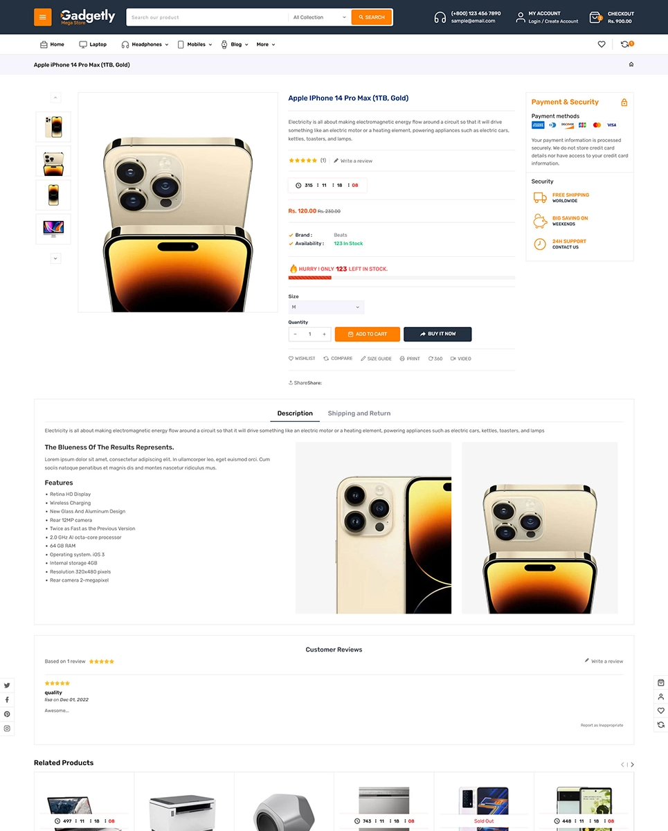 Gadgetly - Electronics & Gadgets Marketplace Store for Shopify OS 2.0 Theme
