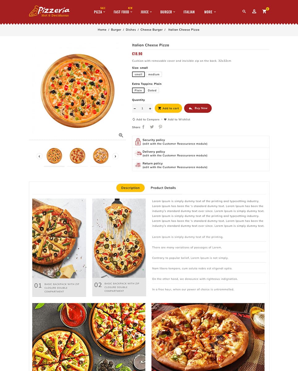 Pizzeria - Prestashop-Thema für Online-Pizza & Ampere; Fast-Food-Laden